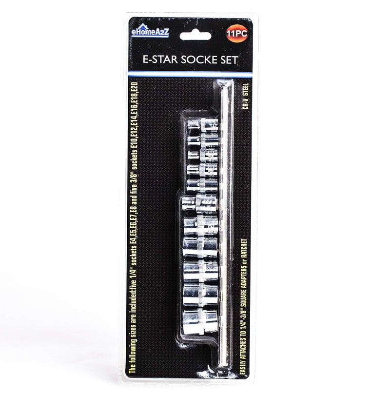 eHomeA2Z 11 Pc E-Torx Female Star Drive Sockets Set CR-V Steel E4 - E20 - Image 5